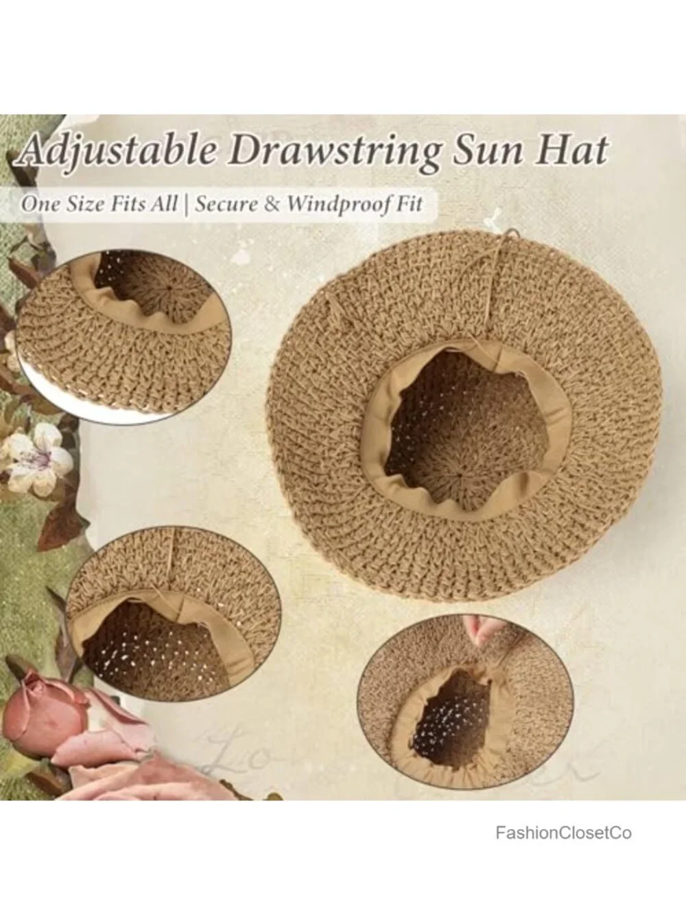 Handcrafted Woven Straw Sun Hat with Ruffled Bow - Foldable Travel Bucket Hat